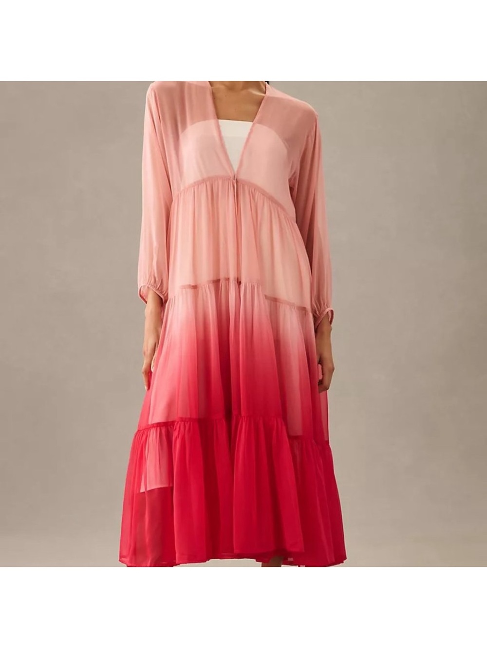Anthropologie Tiered Ombré Sheer Duster Coverup